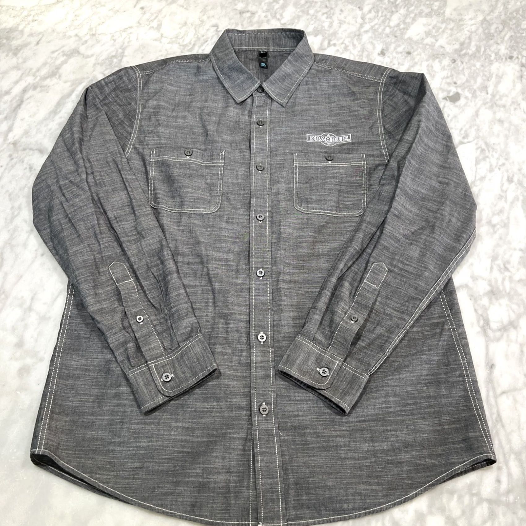 Vintage Drambuie Long Sleeve Shirt District Threads Mens Large Gray Pockets Embroidered Logo Button-Up Shirt Size US L / EU 52-54 / 3 - 2 Thumbnail