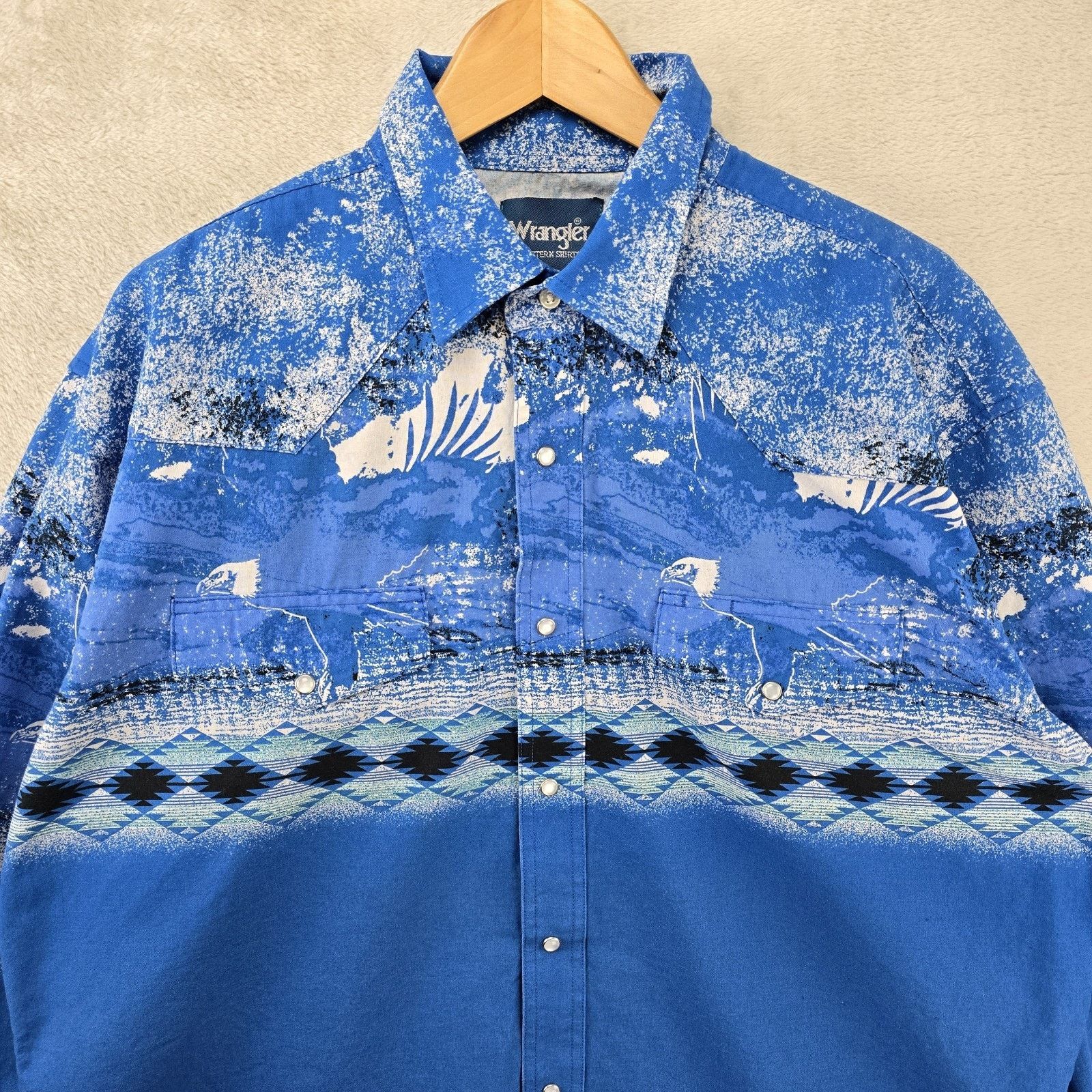 Wrangler Vtg Wrangler Western Shirt Mens XL Eagle Western Pearl Snap Size US XL / EU 56 / 4 - 3 Thumbnail