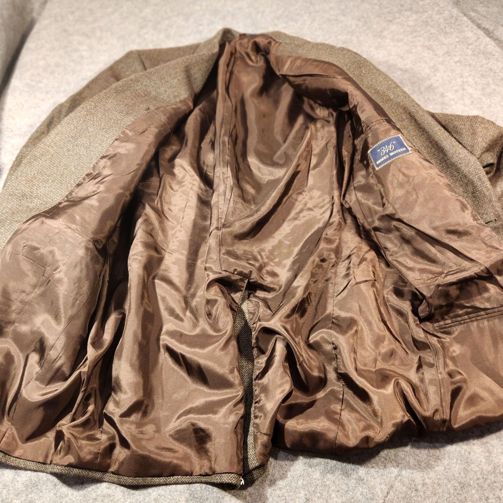 Brooks Brothers Brooks Brothers 346 Blazer Mens 42L Brown Wool Tweed 2 Button Sport Coat Jacket Size 42R - 3 Thumbnail