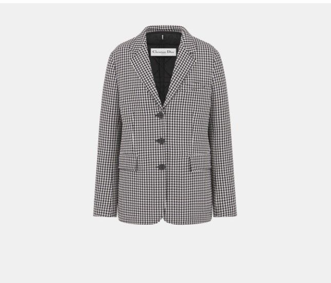 Dior o1w1db11124 2-in-1 Houndstooth Wool Jacket in Black & White Size S / US 4 / IT 40 - 1 Thumbnail