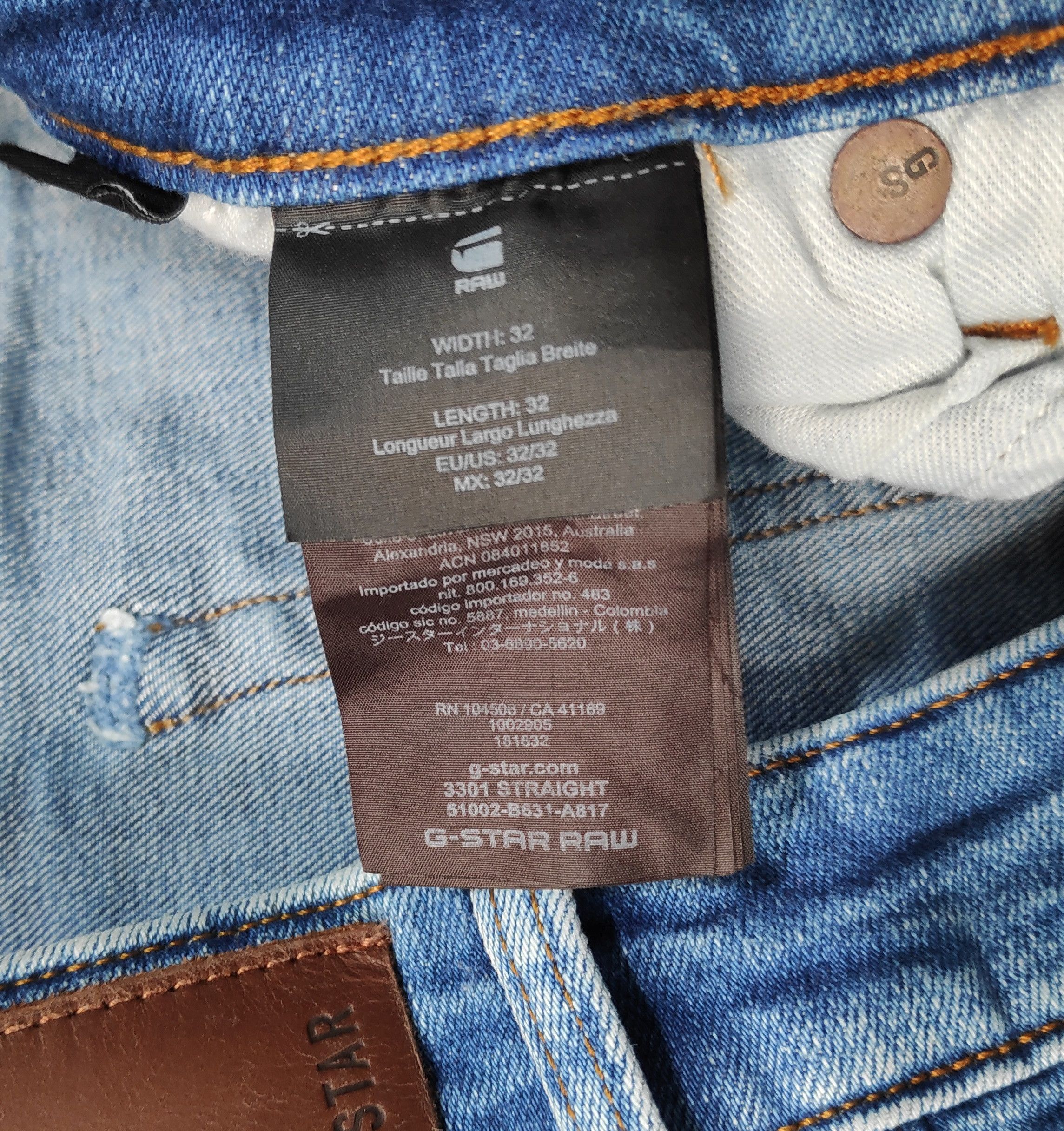 G-Star G-Star Raw 3301 Straight Denim Jeans sz W32 L32 Size US 32 / EU 48 - 10 Thumbnail