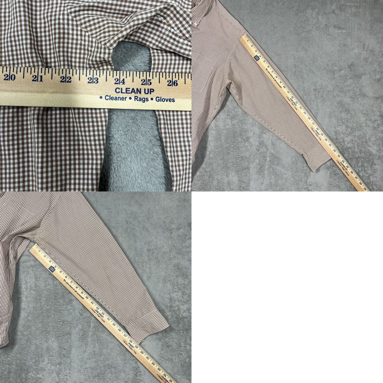 Arrow Arrow Shirt Dress Shirt Long Sleeve Button Up White Brown Check, Large, Men, Regular, Collar Button-Down, Oxford, Vintage No Size US L / EU 52-54 / 3 - 10 Thumbnail