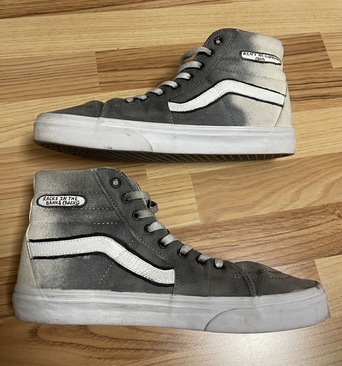 I Ain't Dead Yet × Vans Malik Morillo Custom 1/1 Vans Sk8 Hi Rap Lyrics Sneakers Size US 10.5 / EU 43-44 - 12 Thumbnail