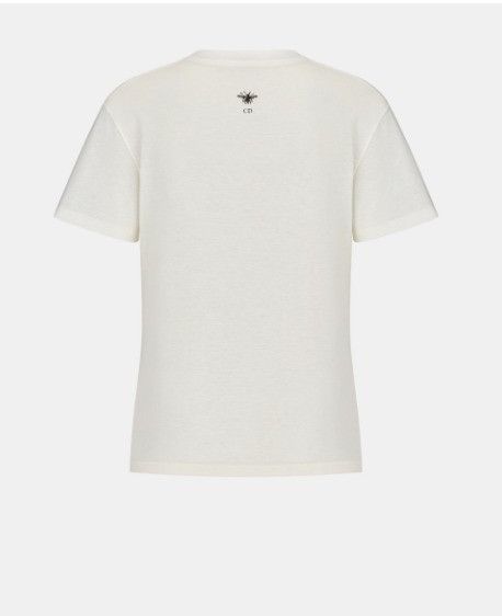 Dior o1w1db10924 Cotton Jersey And Linen T-Shirt in Ecru Size S / US 4 / IT 40 - 2 Thumbnail