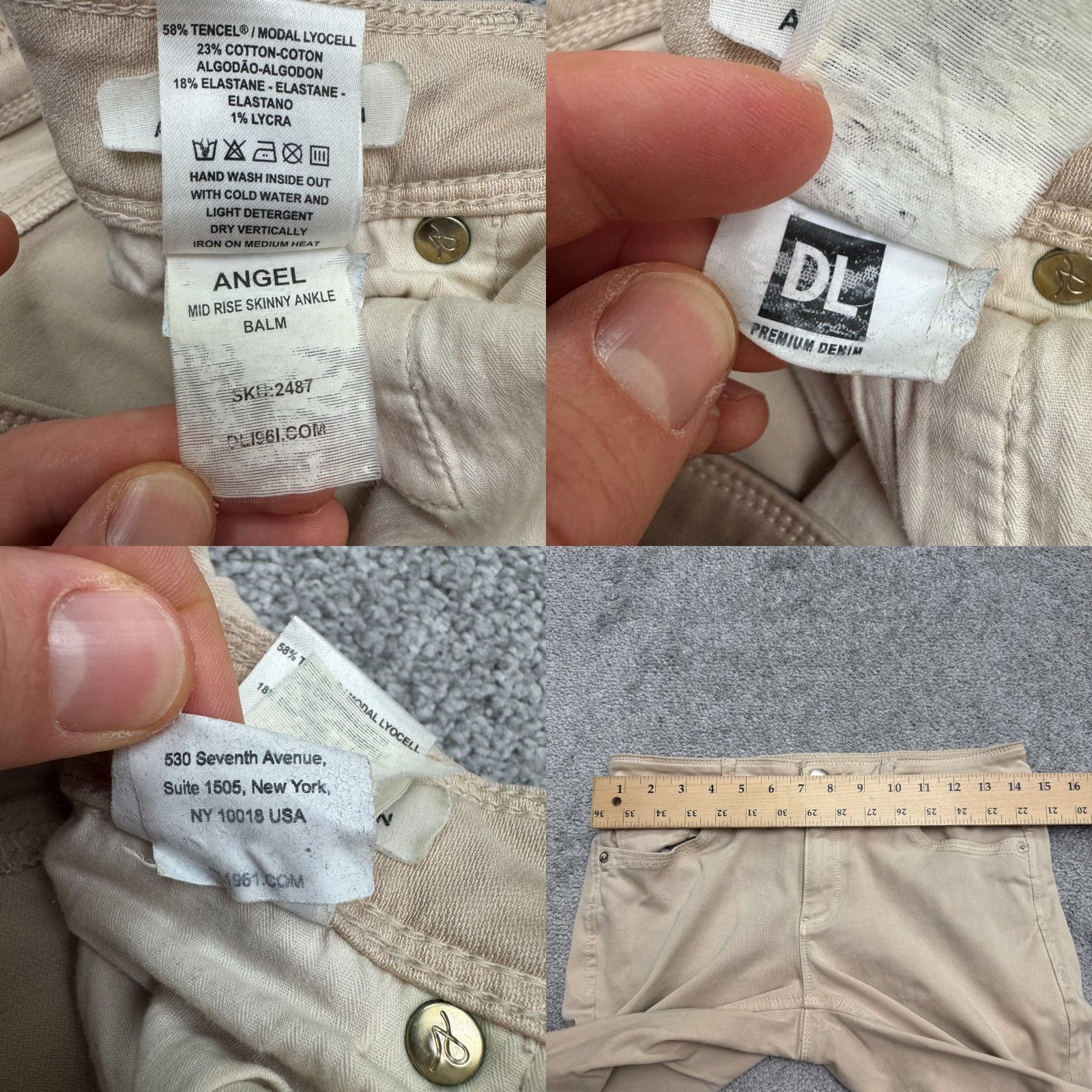 DL1961 DL1961 Angel Mid Rise Skinny Ankle Jeans Womens 27 Beige Denim 5-Pocket City Outdoor Preppy Size 27" / US 4 / IT 40 - 9 Thumbnail