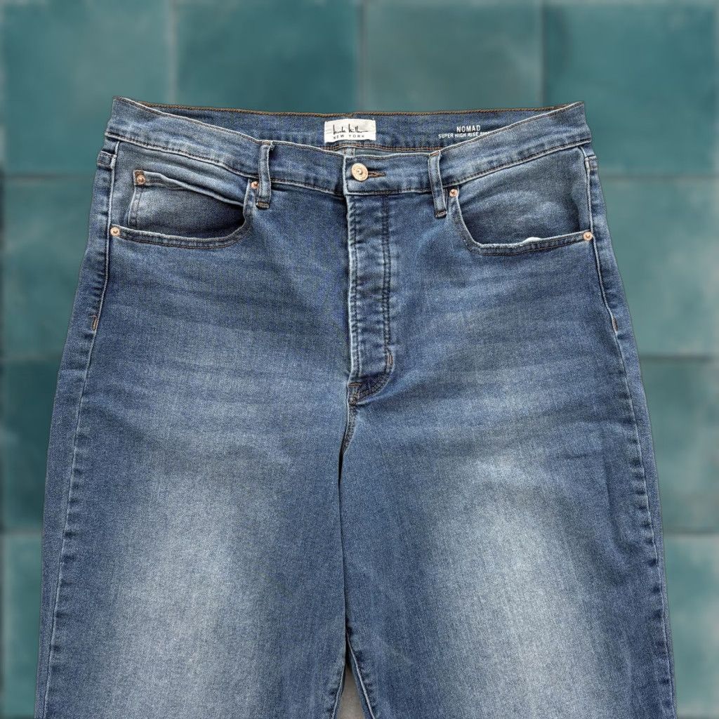 Nicole Miller Nicole Miller Nomad Jeans Womens 16 Blue Stretch Denim High Rise Straight Crop 5-Pocket Size 38" / US 16 / IT 52 - 1 Thumbnail
