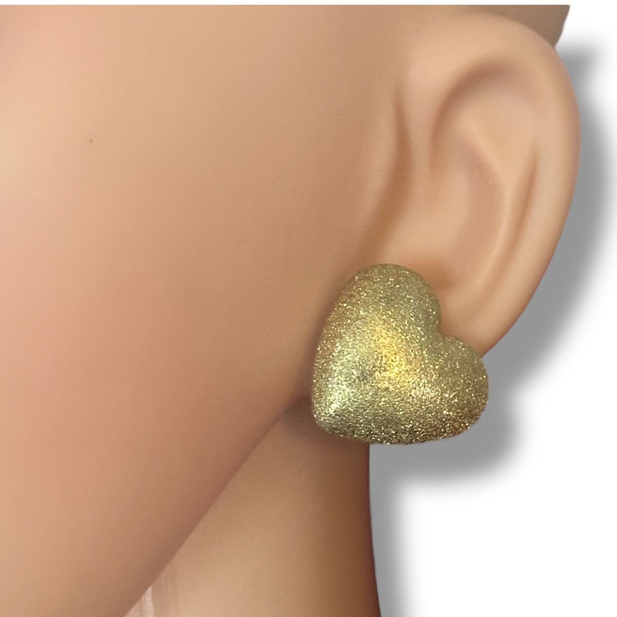Other Sparkly gold tone puffed heart post earrings Size ONE SIZE - 2 Thumbnail