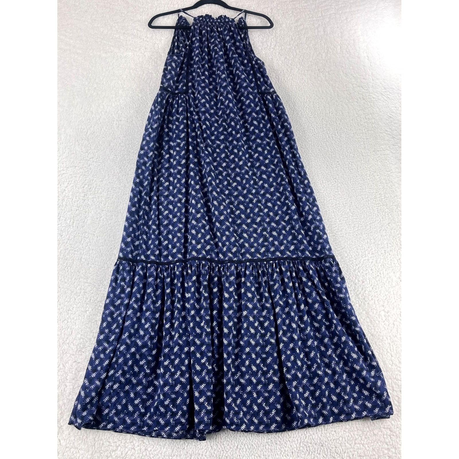 Rebecca Taylor Rebecca Taylor Maxi Dress Womens Size 4 Blue Geometric Print 100% Cotton Casual V-Neck Sleeveless Strappy Sleeve Geometric Print Long Dress Size S / US 4 / IT 40 - 7 Thumbnail