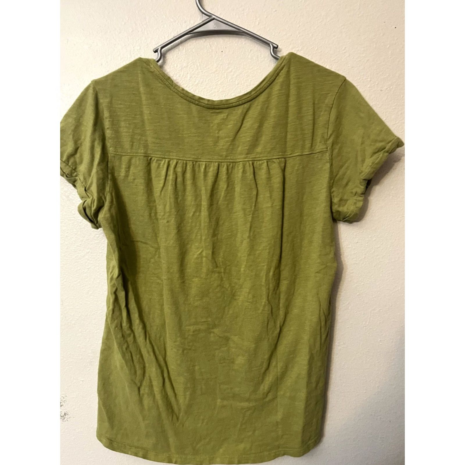 Vintage Sonoma Shirt Women Large Green Solid V-Neck Short Sleeve T-Shirt Size L / US 10 / IT 46 - 3 Thumbnail