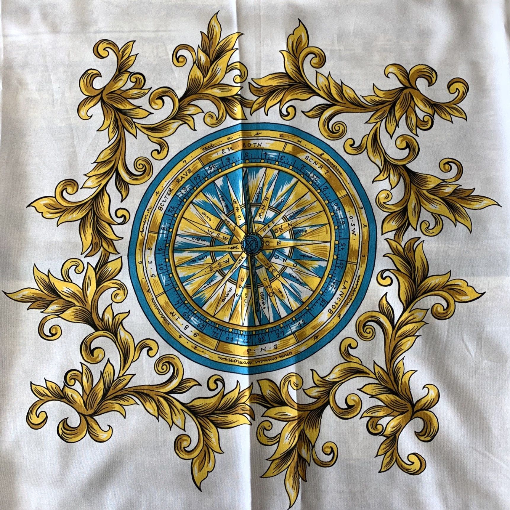 Vintage Womens Scarf Nautical Navy Blue Compass Anchors Polyester 30 x 30 Sheer Lightweight Scarf Women Womens Navy Blue Nautical Scarf Size ONE SIZE - 3 Thumbnail