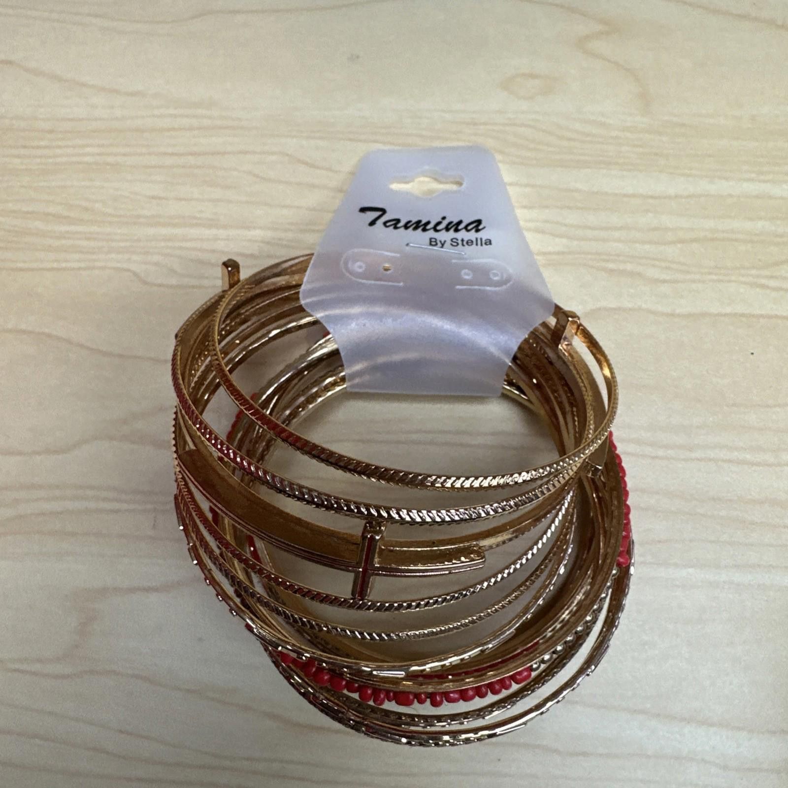 Stella McCartney Tamina By Stella Gold Red 13 Piece Bangle Bracelet Set New Size ONE SIZE - 2 Thumbnail