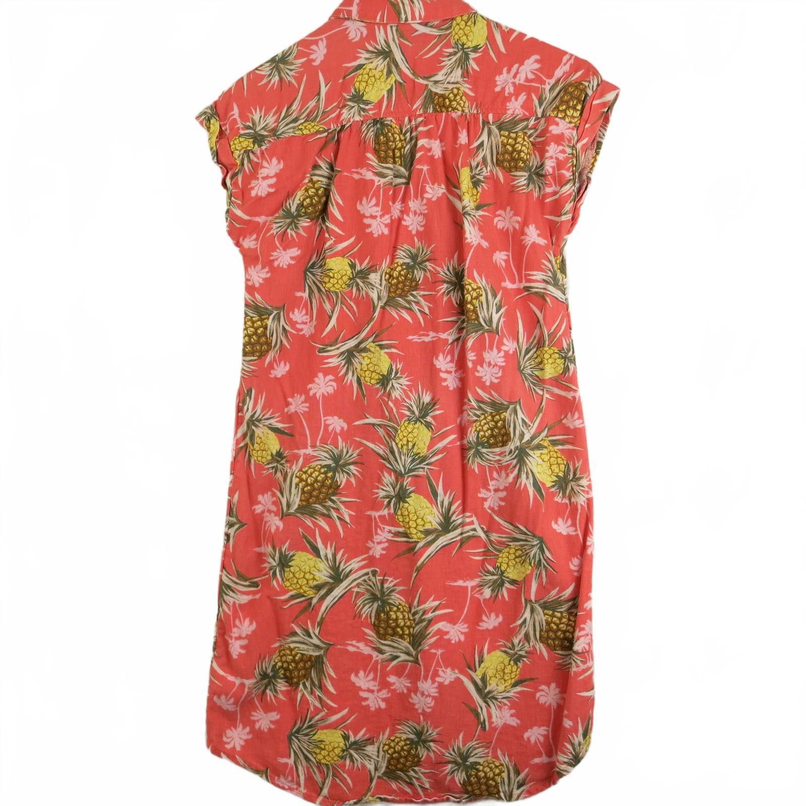 Old Navy Vintage Old Navy Coral Pineapple Print Button-Up Dress XS Size XS / US 0-2 / IT 36-38 - 6 Thumbnail