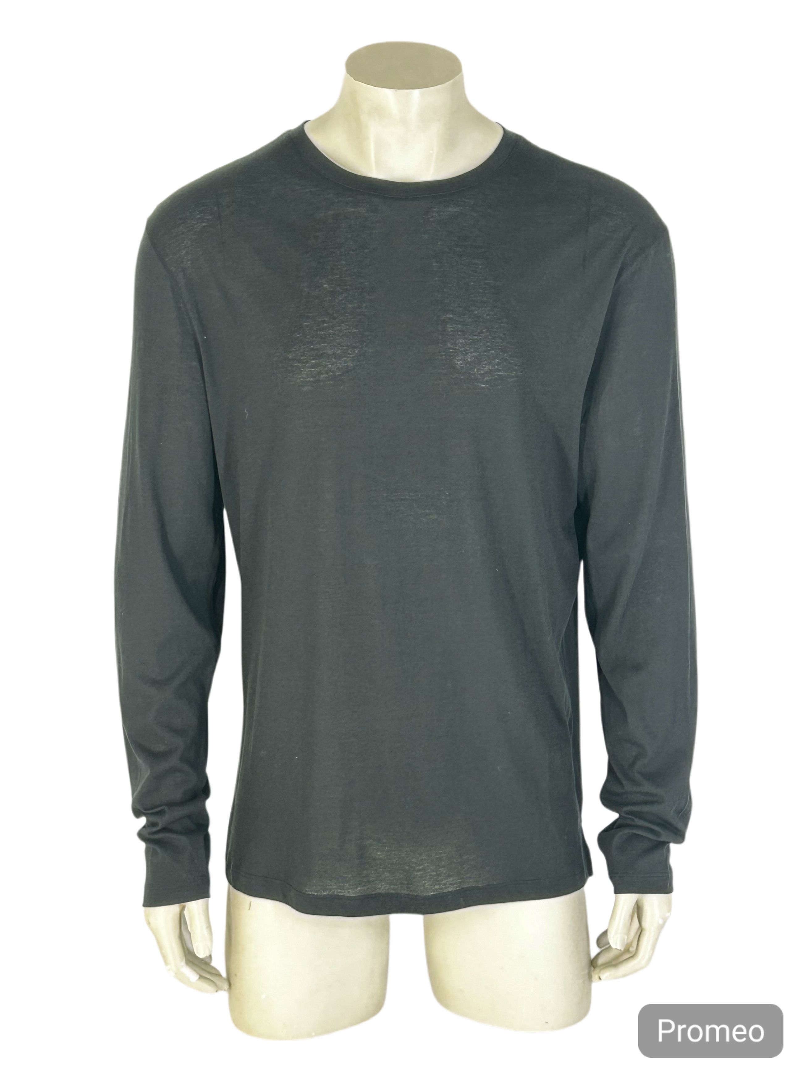 Prada Long Sleeve Silk Mix Open Hem T-Shirt
