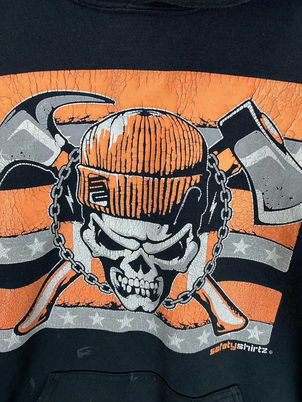 Gildan × Vintage Vintage Gildan Hoodie Safety Shirt Skull Size US L / EU 52-54 / 3 - 12 Thumbnail