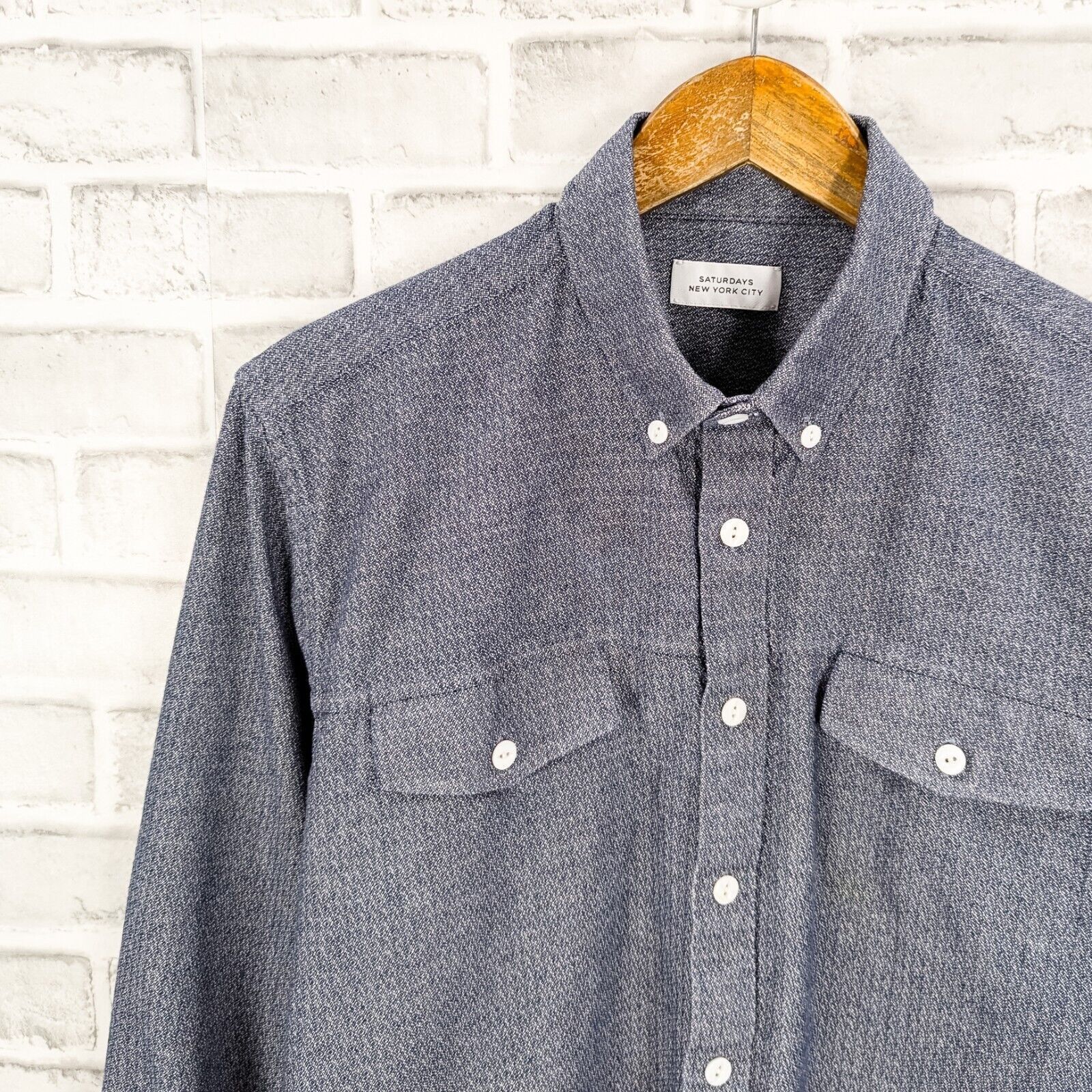 Saturdays NYC SATURDAYS New York City textured Button Down Shirt chambray Size US M / EU 48-50 / 2 - 3 Thumbnail