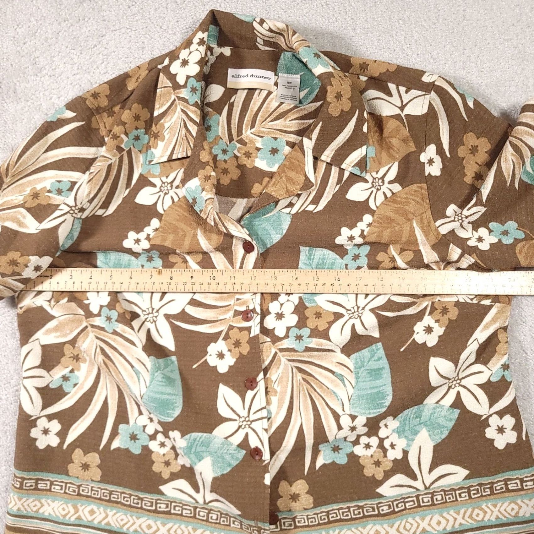 Vintage VINTAGE Alfred Dunner Hawaiian Floral Short Sleeve Button-Up Knit Shirt Womens 16W Beach Size XXL / US 16-18 / IT 52-54 - 5 Thumbnail