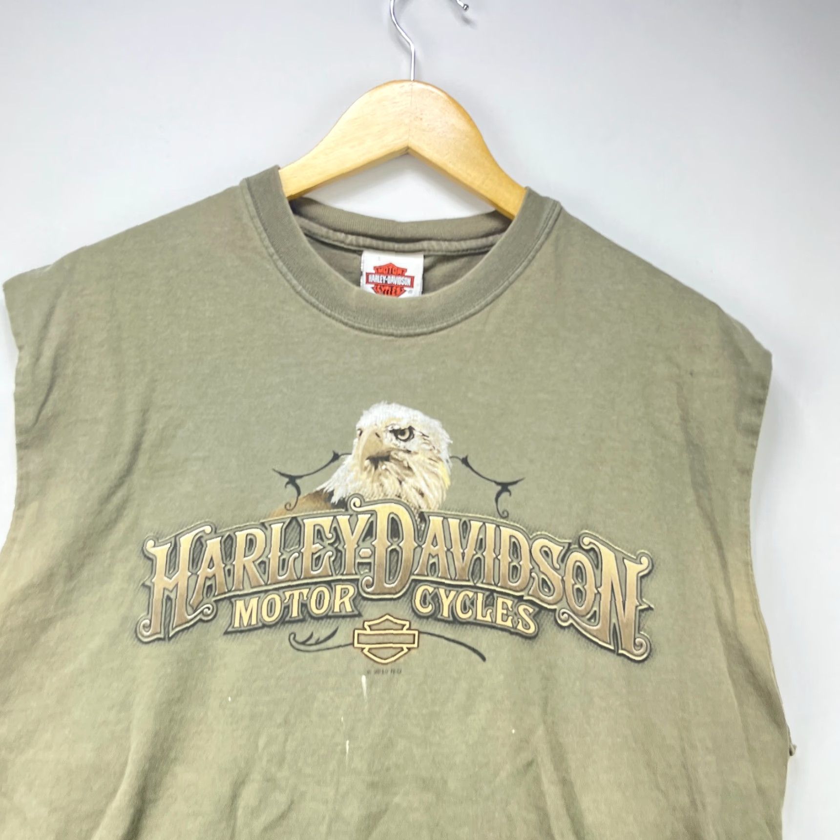 Harley Davidson VINTAGE Harley-Davidson Sleeveless Shirt XL Eagle Green Men T-Shirt Size US XL / EU 56 / 4 - 5 Thumbnail