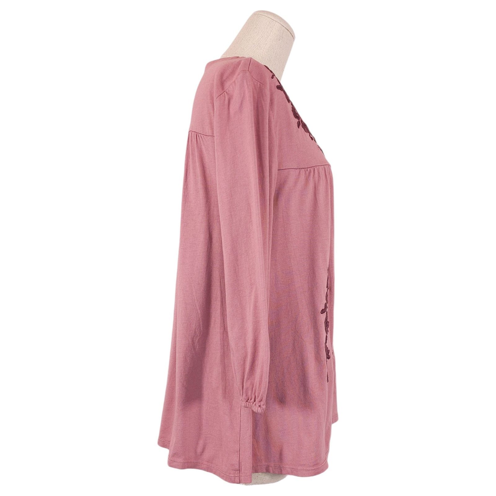 Other Garnet Hill Folkloric Embroidered Cotton Tee Mauve Pink M Size M / US 6-8 / IT 42-44 - 2 Thumbnail