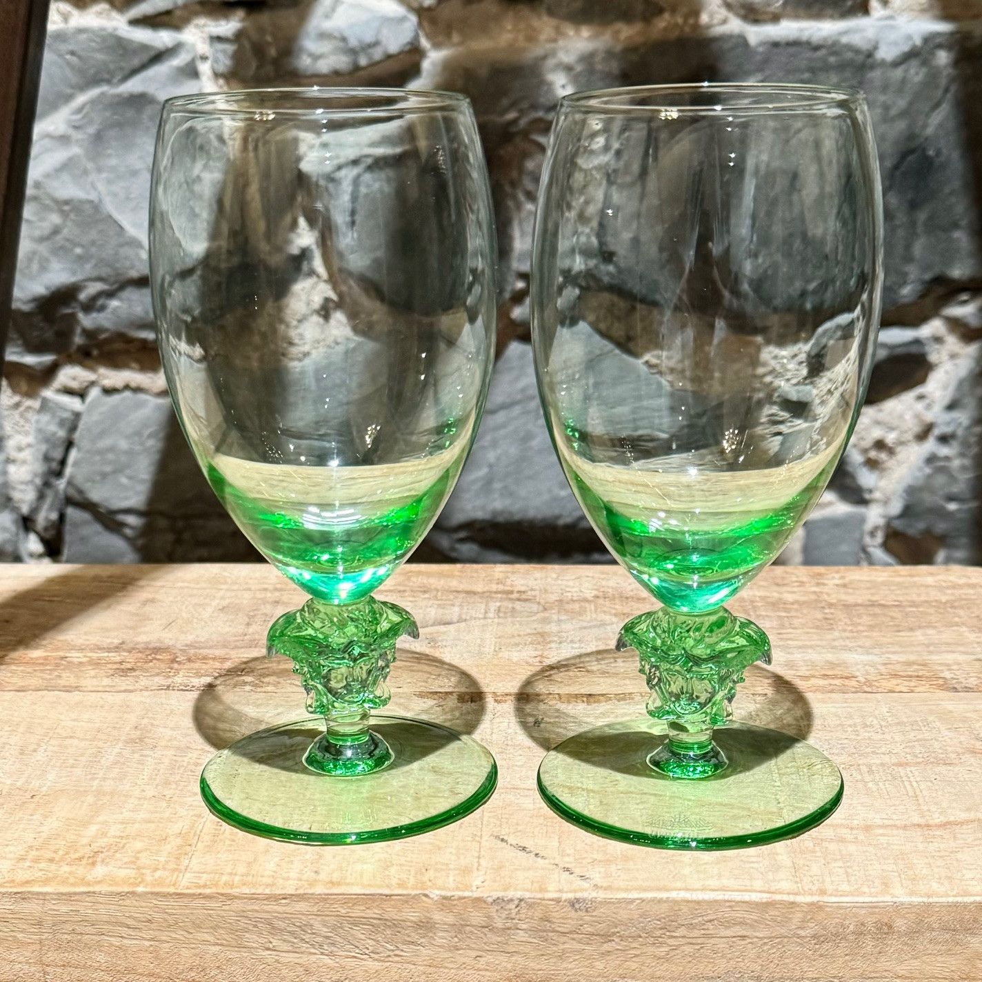 Versace Versace Medusa Lumière Set of 2 Mint Green Wine Glasses Size ONE SIZE - 7 Thumbnail