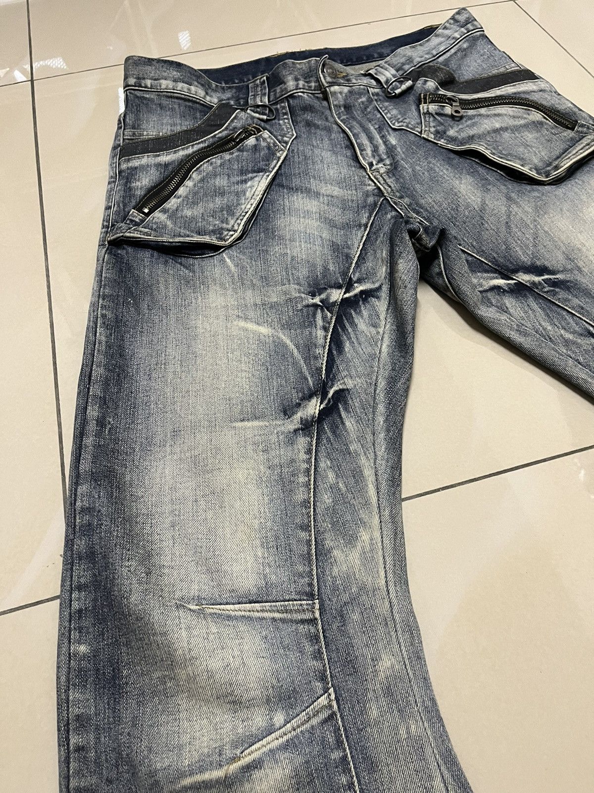 PPFM PPFM J spiral cut bondage curved punk style denim Size US 33 - 3 Thumbnail