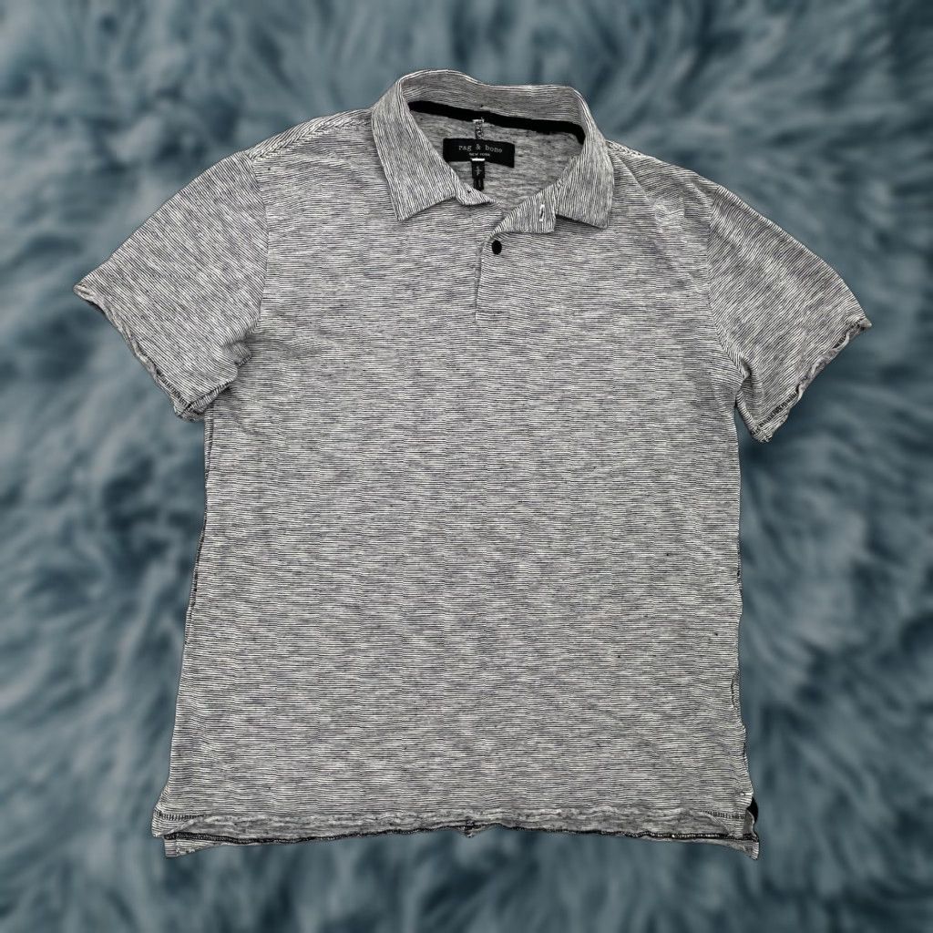 Rag & Bone VINTAGE Rag & Bone Polo Shirt Adult Small Gray Cotton Linen Blend Short Sleeve Mens Casual Size US S / EU 44-46 / 1 - 1 Thumbnail