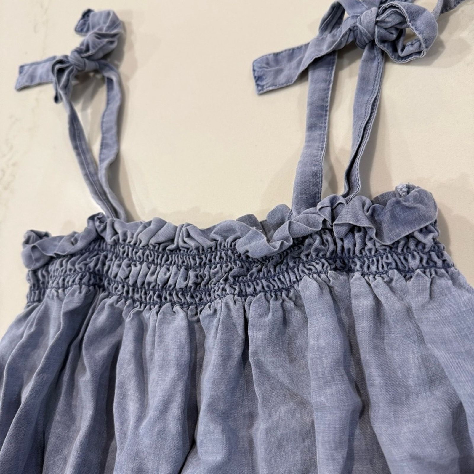 Anthropologie Anthropologie Cloth & Stone Ruffle Chambray Tank Women Small Size S / US 4 / IT 40 - 4 Thumbnail