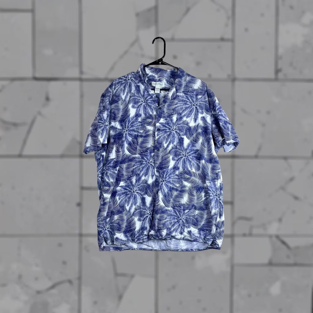 Vintage Cooke Street Shirt Mens XL Blue Palm Leaf Hawaiian Short Sleeve Button Front Size US XL / EU 56 / 4 - 1 Thumbnail