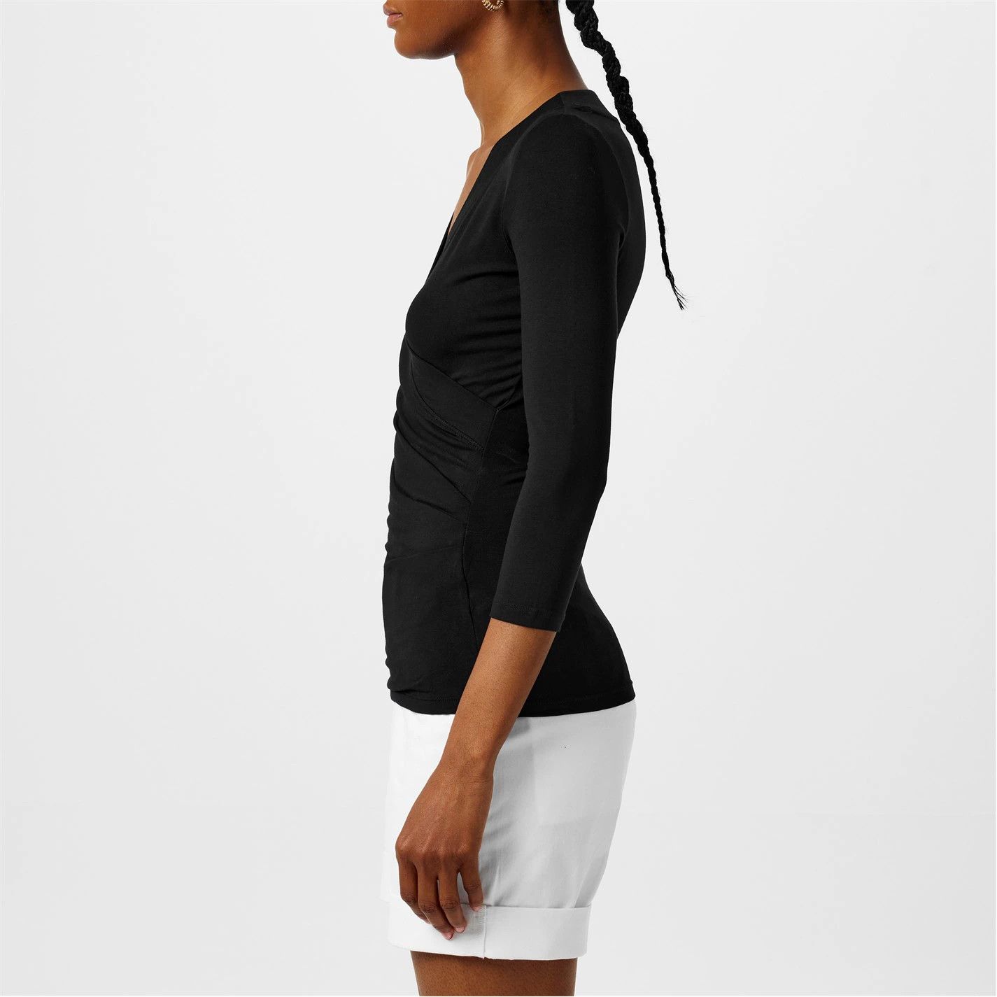 Lauren Ralph Lauren o1g2r1mq1025 Alayja Wrap Top in Black Size XS / US 0-2 / IT 36-38 - 3 Thumbnail