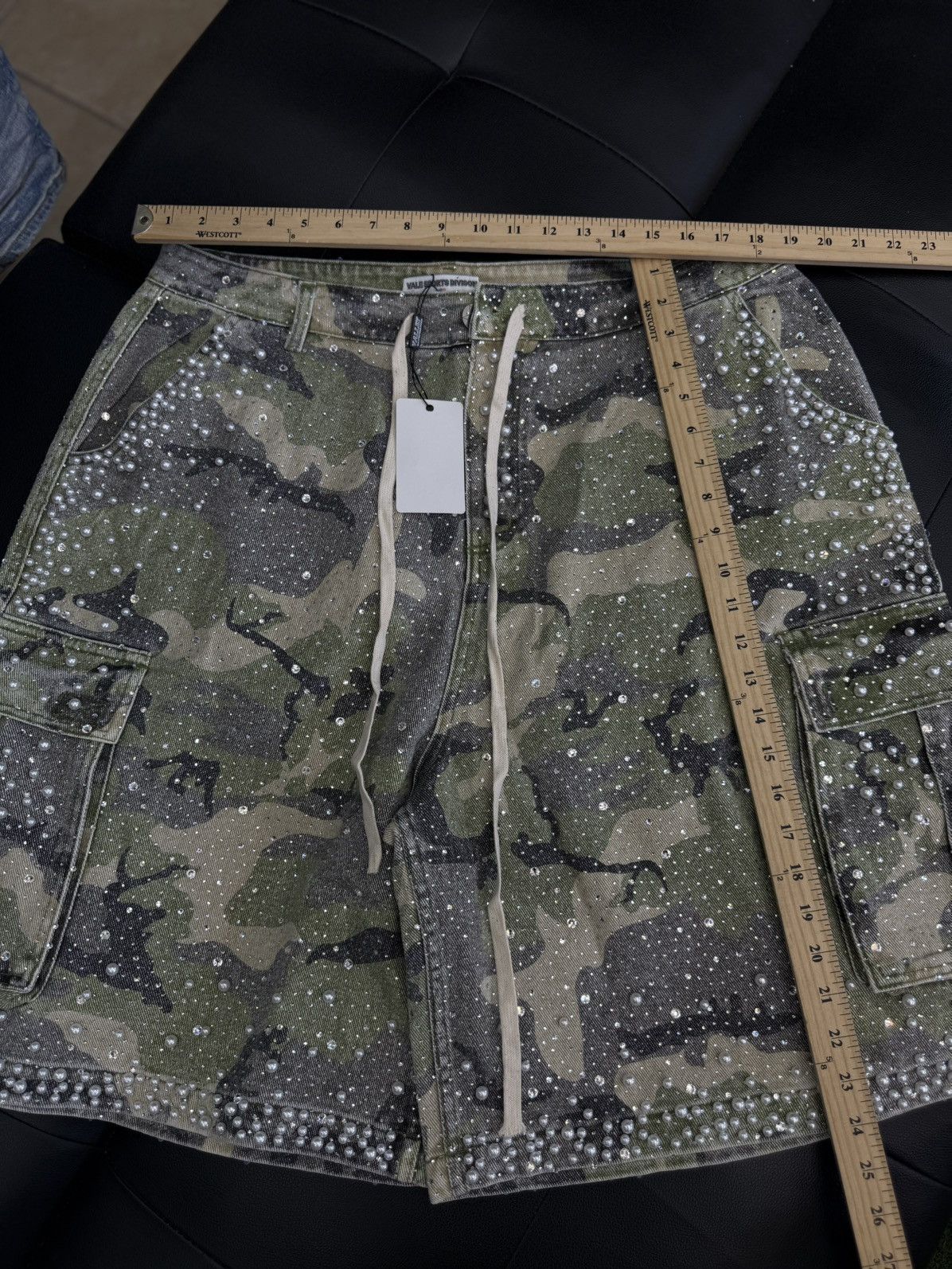 Vale Valley Rhinestone Crystal Shorts Denim Green Camo Size 34 Size US 34 / EU 50 - 11 Thumbnail