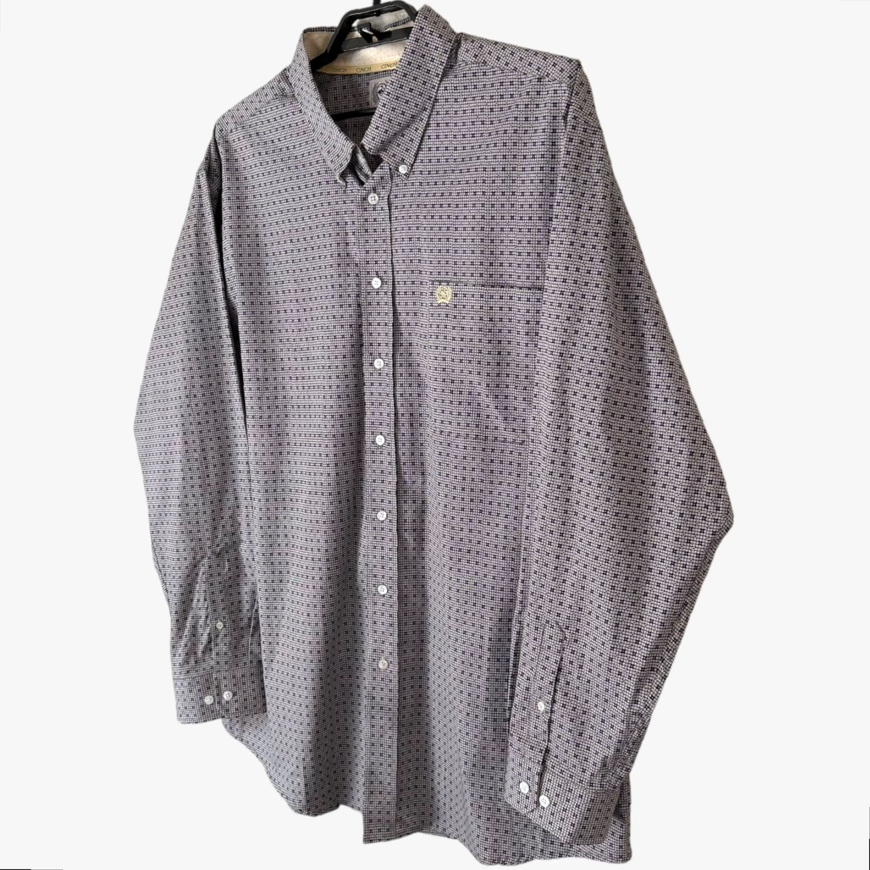 Vintage Cinch Shirt Geometric Button-Down Gray Men's XXL Long Sleeve Western Cowboy Button-Up 2XL Regular Cotton Blend Size US XXL / EU 58 / 5 - 2 Thumbnail