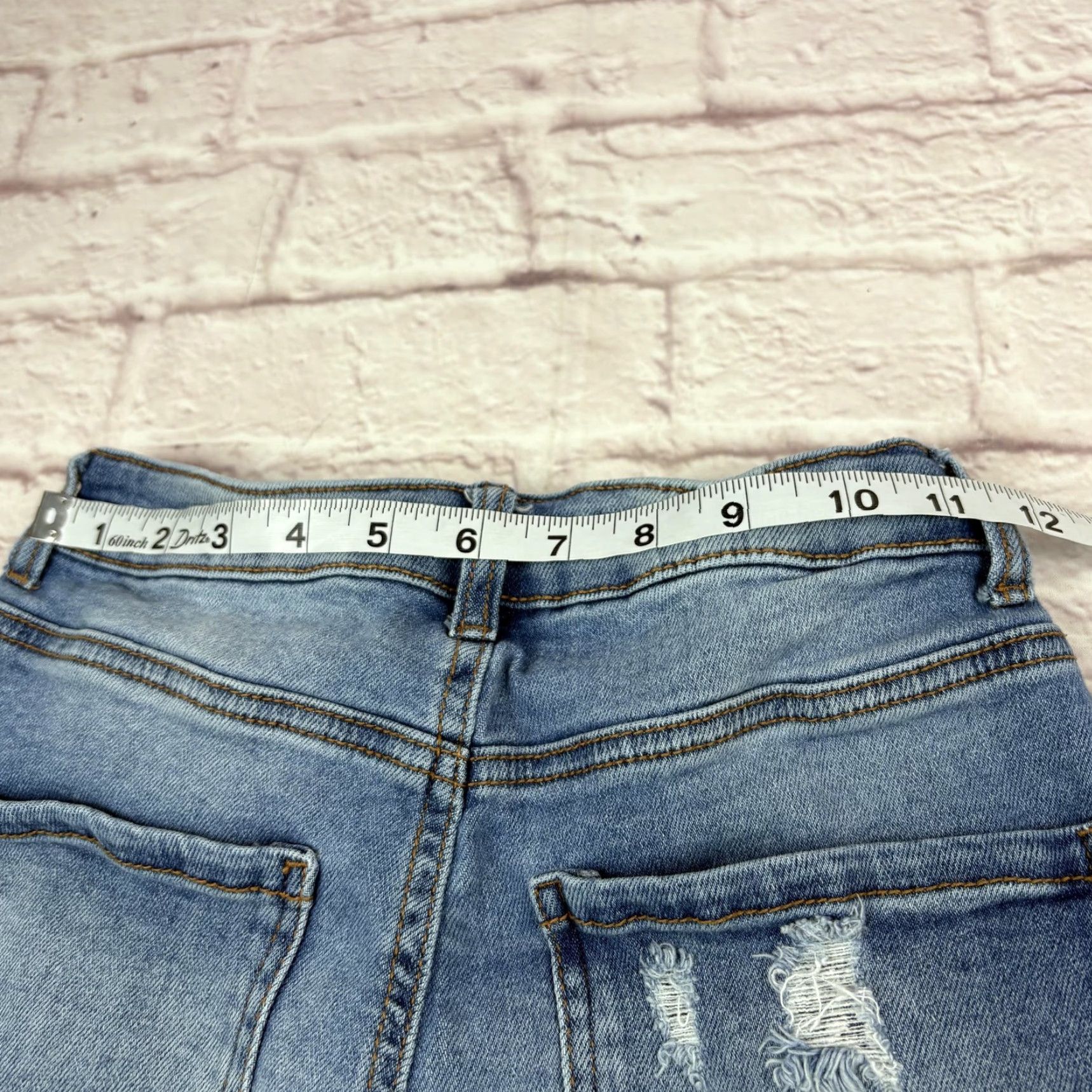 Denime Wax Jean Shorts Womens Small Blue Distressed Denim Cutoff Fringe Raw Hem Size 28" / US 6 / IT 42 - 6 Thumbnail