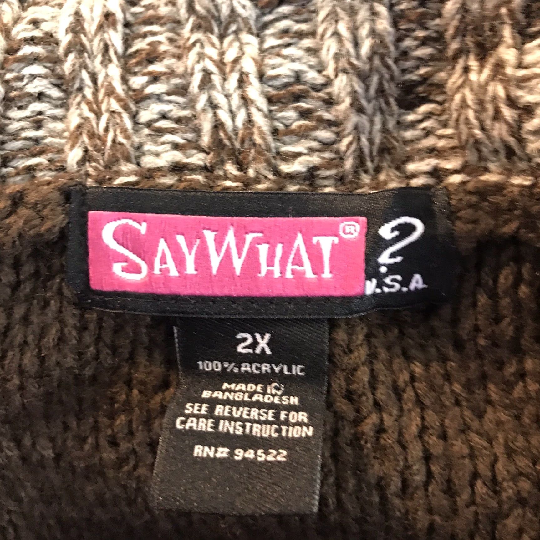 Vintage Say What Brown White Cable Knit Sweater Dress Womens Plus Size 2X Midi Collared Fall Winter Size XXL / US 16-18 / IT 52-54 - 5 Thumbnail