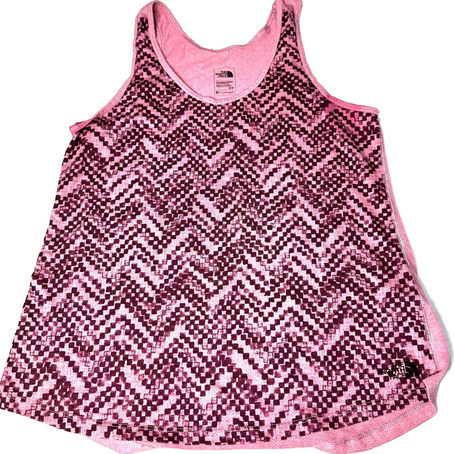 The North Face The North Face Womens Tank Top S Pink Chevron FlashDry Cotton Blend Sleeveless Basic Activewear Casual Pullover Machine Washable Regular Fit Size S / US 4 / IT 40 - 2 Thumbnail