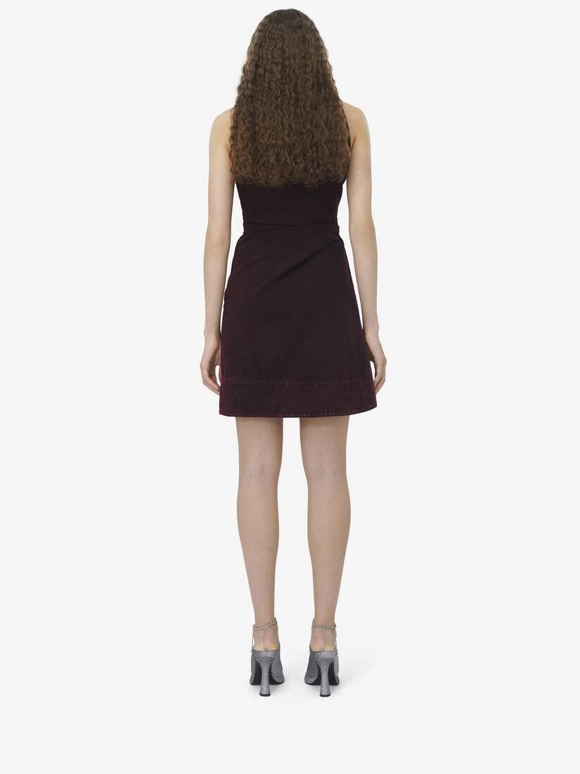 Alexander McQueen o1srvl11e0226 Overdyed Denim Mini Dress In Bordeaux Size S / US 4 / IT 40 - 4 Thumbnail