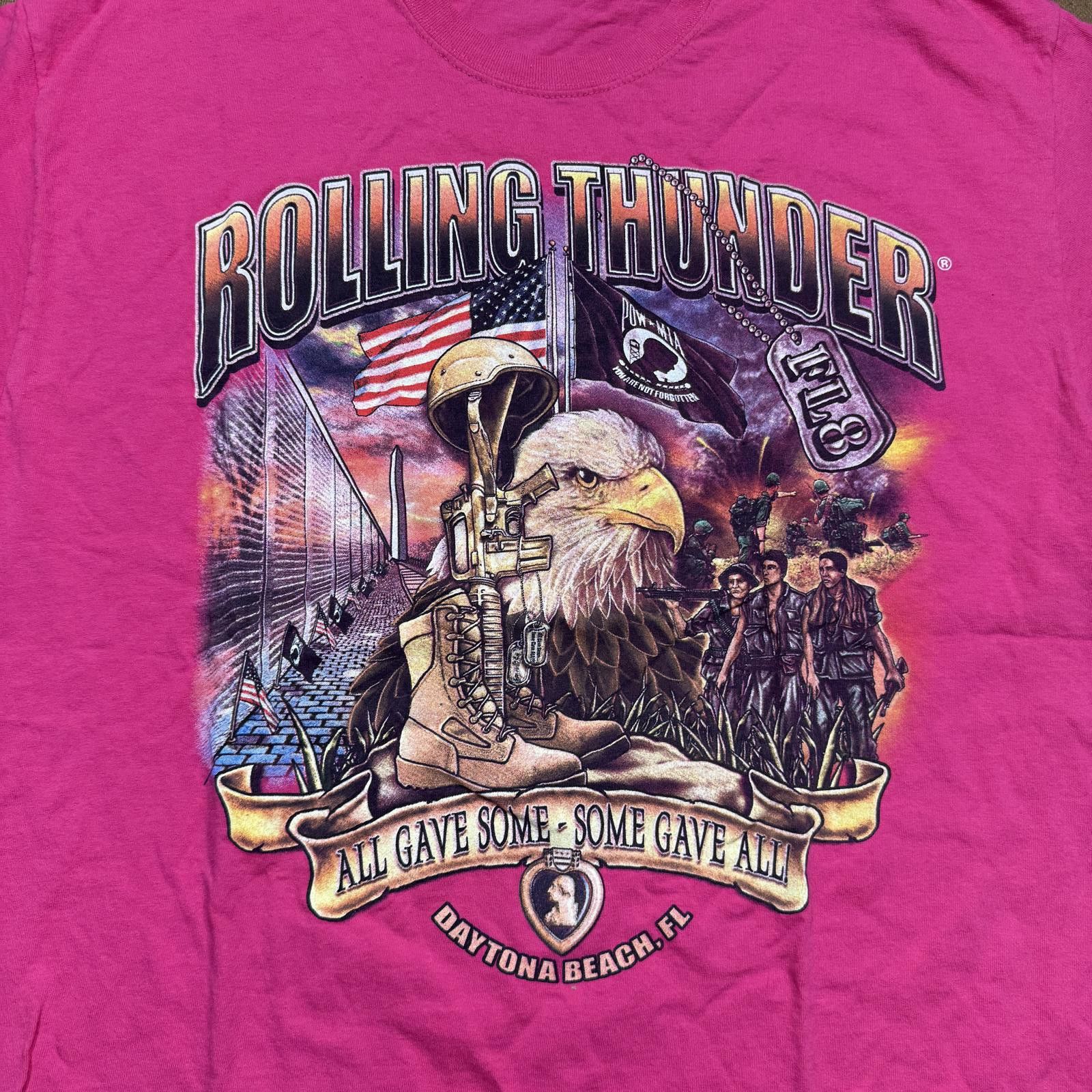 Gildan Rolling Thunder Veterans Daytona Beach Tribute Y2K T-Shirt Size US XL / EU 56 / 4 - 4 Thumbnail