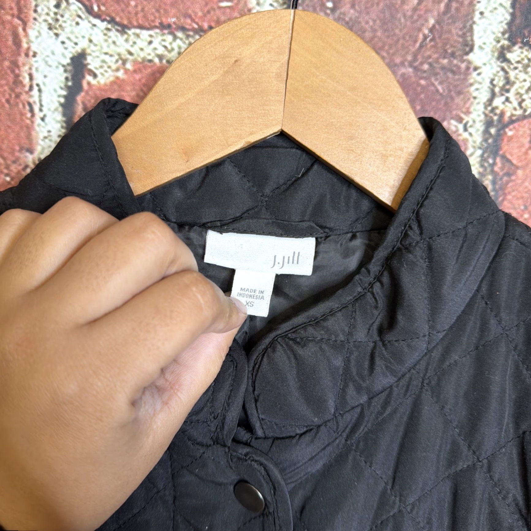 J. Jill J. Jill Heritage Quilted Jacket Black Snap Front Coat Pocket XS Womens Regular Jacket Size XS / US 0-2 / IT 36-38 - 2 Thumbnail