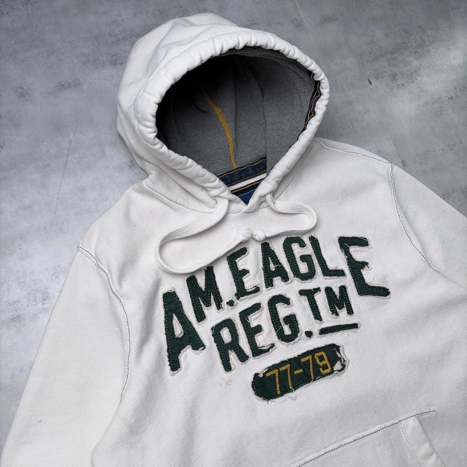 American Eagle Outfitters Y2K White American Eagle Grunge Heavyweight Thermal Hoodie Size US XL / EU 56 / 4 - 5 Thumbnail