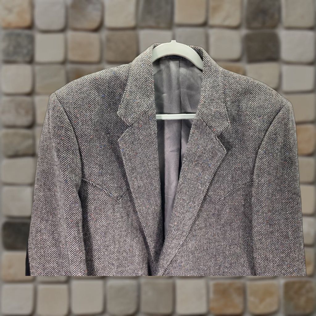 Vintage VINTAGE Circle S Dallas Texas Western Blazer Sportcoat Mens 42L Gray Herringbone Wool Size 42R - 1 Thumbnail