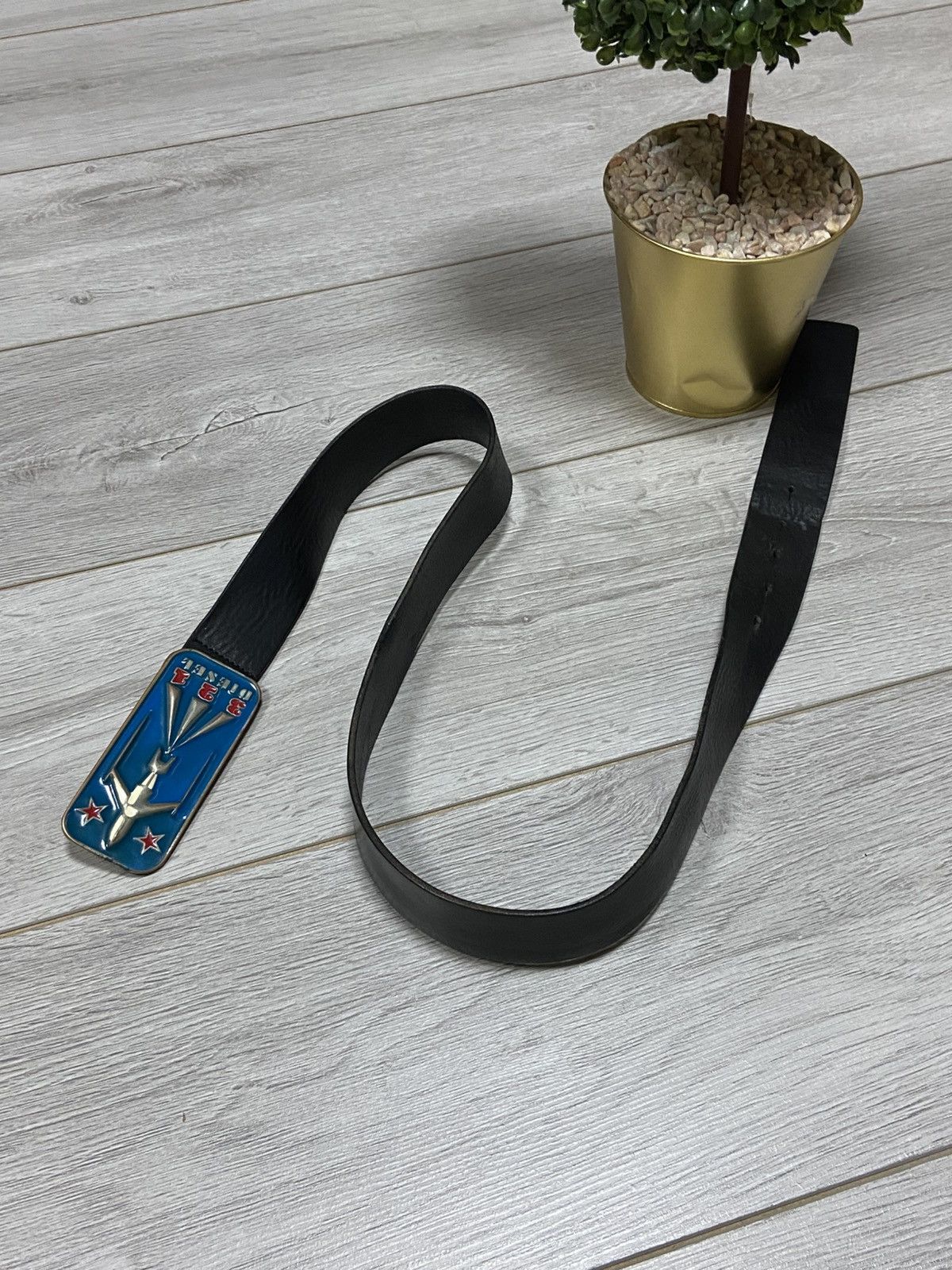 Diesel Diesel Plane ✈️ ⭐️ USSR style vintage leather belt Size ONE SIZE - 1 Thumbnail
