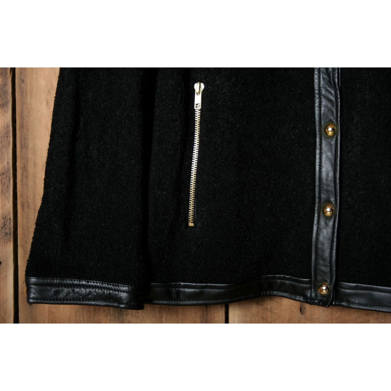 Vintage Linea by Louis Dell’Olio Wool Blend Jacket Wool Blend Military Jacket Sz. M Black Leather Trim Gold Buttons Womens Size M / US 6-8 / IT 42-44 - 4 Thumbnail