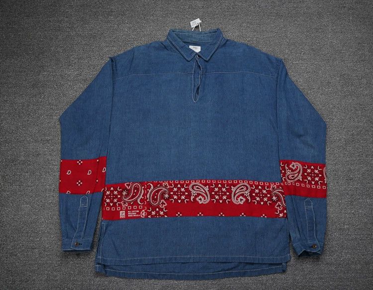 VISVIM KERCHEIF TUNIC Blue Floral Shirt