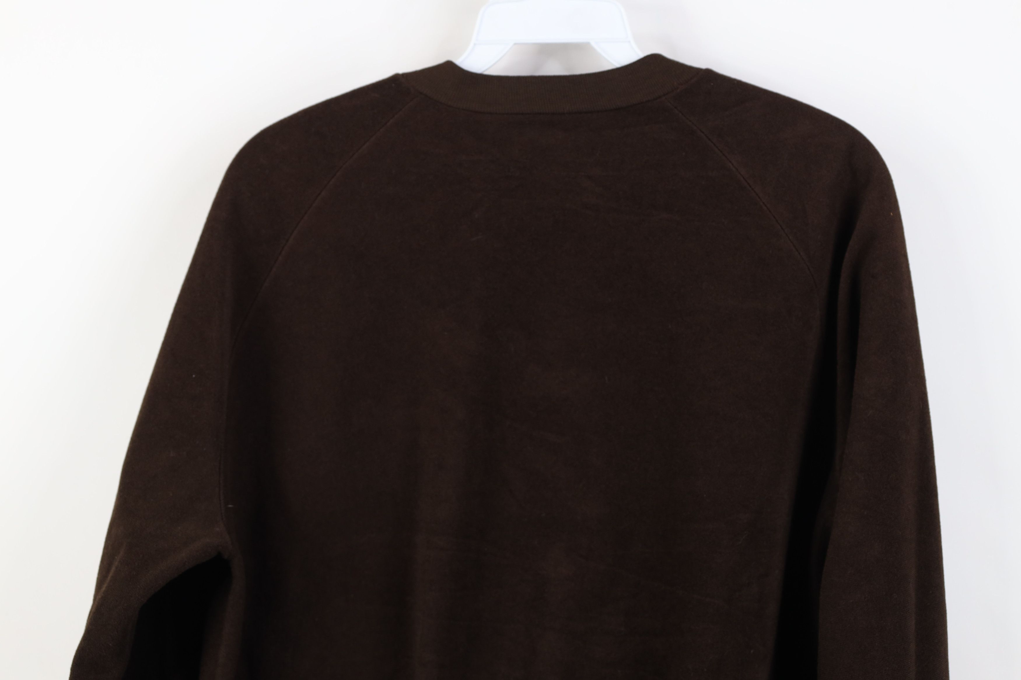 Lee Vintage 70s Lee Blank Velour Fleece V-Neck Sweater Brown USA Size US M / EU 48-50 / 2 - 13 Thumbnail