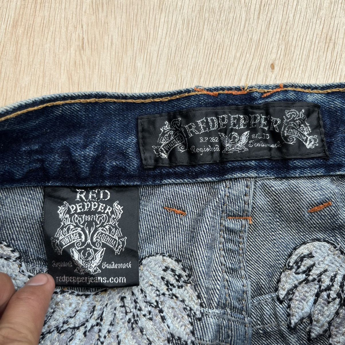 Japanese Brand RED PEPPER JAPAN & CO WINGS EMBROIDERED 7/8 PANTS Size 29" - 4 Thumbnail