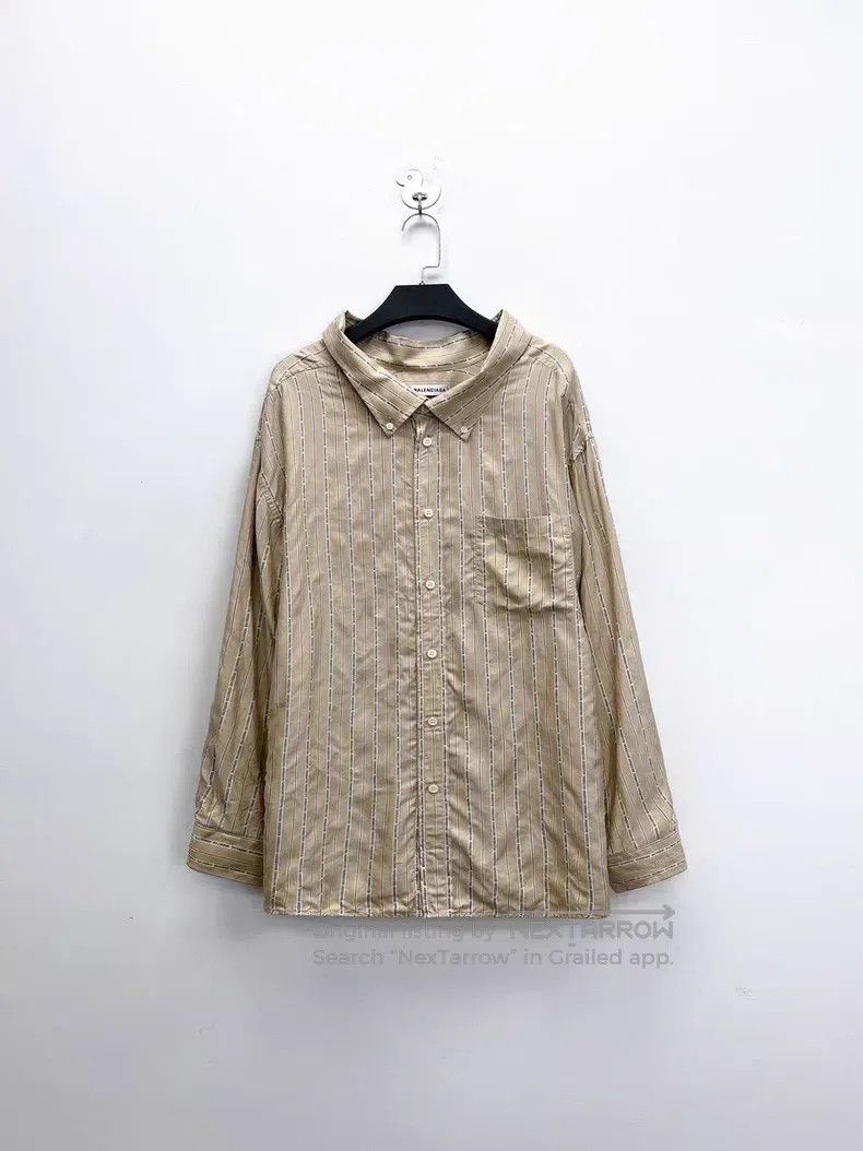 Balenciaga Balenciaga 100% Mulberry Silk Patch Pocket Striped Print L Size XS / US 0-2 / IT 36-38 - 1 Thumbnail