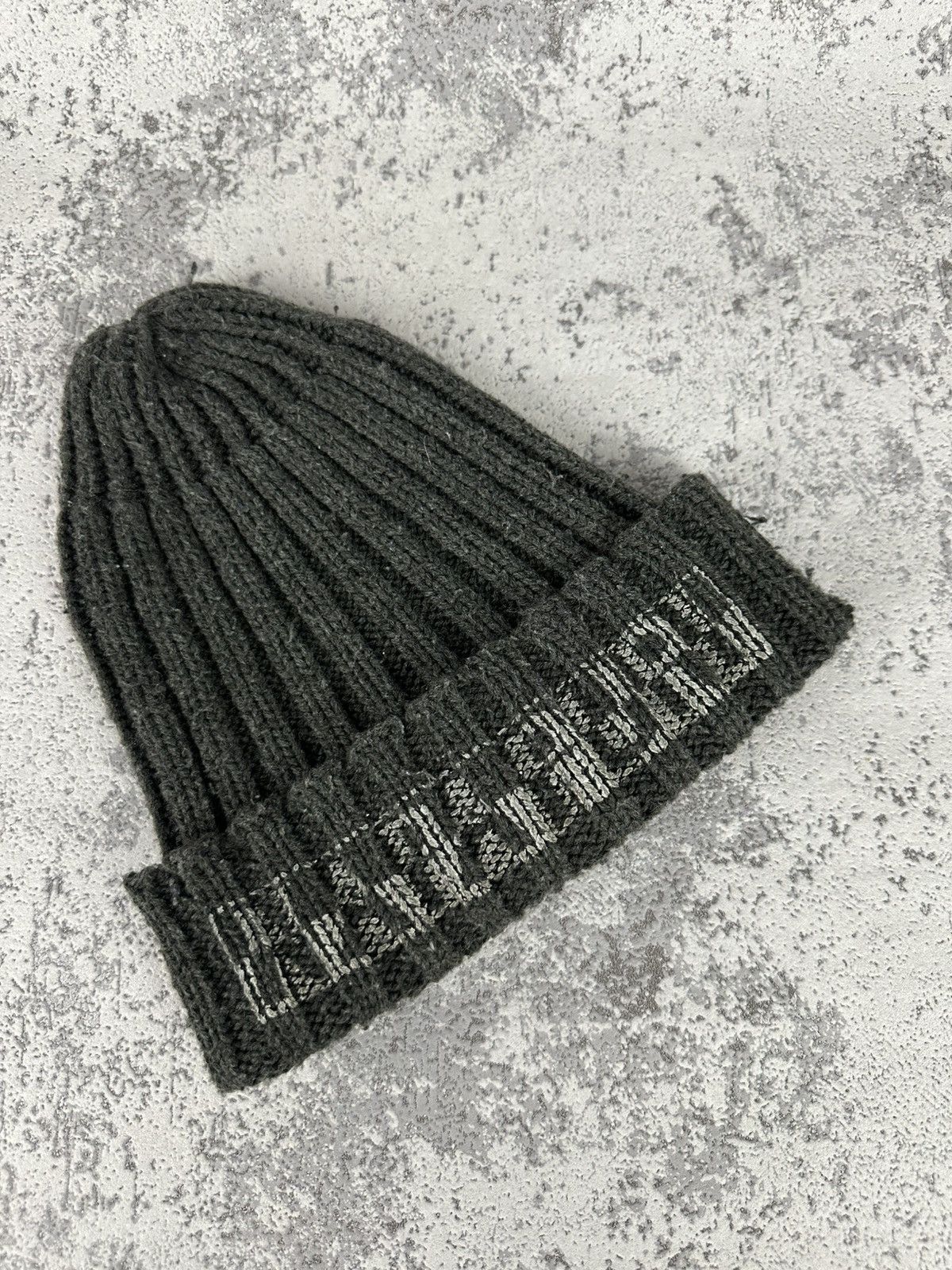 Napapijri Napapijri Vintage Knit Beanie Dark Grey Ribbed Logo Cuff Size ONE SIZE - 1 Thumbnail