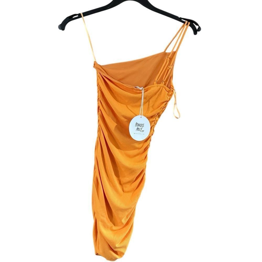 PRINCESS POLLY Princess Polly Orange Ruched Spaghetti Strap Mini Dress Size S / US 4 / IT 40 - 4 Thumbnail
