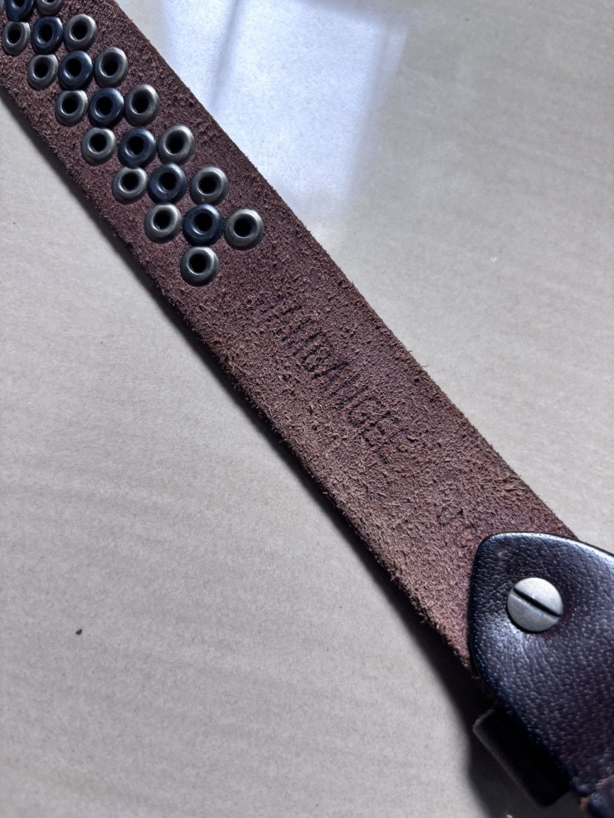 Other Brown Leather Belt with Silver Studs Size ONE SIZE - 4 Thumbnail