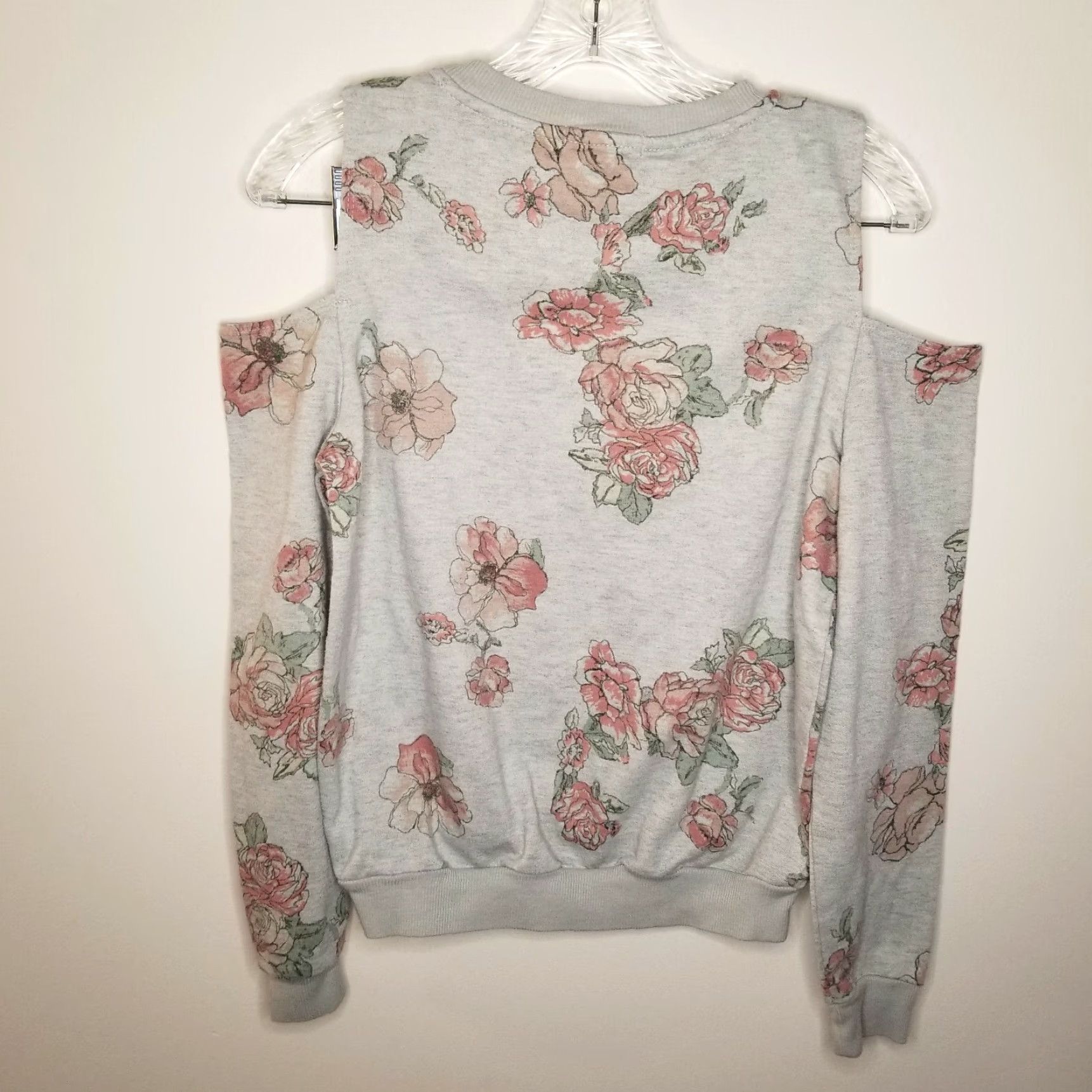 Vintage About A Girl Sweater S Gray Floral Long Sleeve Shoulder Reveal Womens Size S / US 4 / IT 40 - 4 Thumbnail