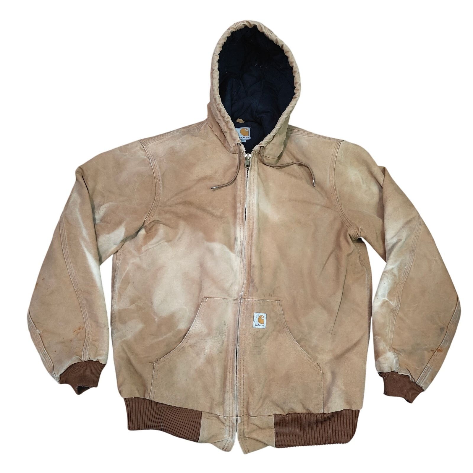Vintage Carhartt Lined Hooded Jacket Brown Loose Fit Med T