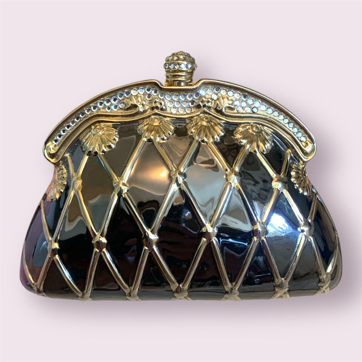Vintage Crystal Sasha Clutch Purse in Gold, Women's